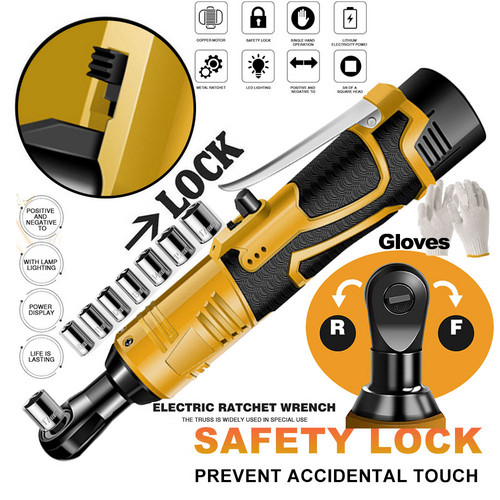 Cordless 21V 3&8iN100N.m Electric Right Angle Ratchet Wrench Charger- 2 Battery photo 3