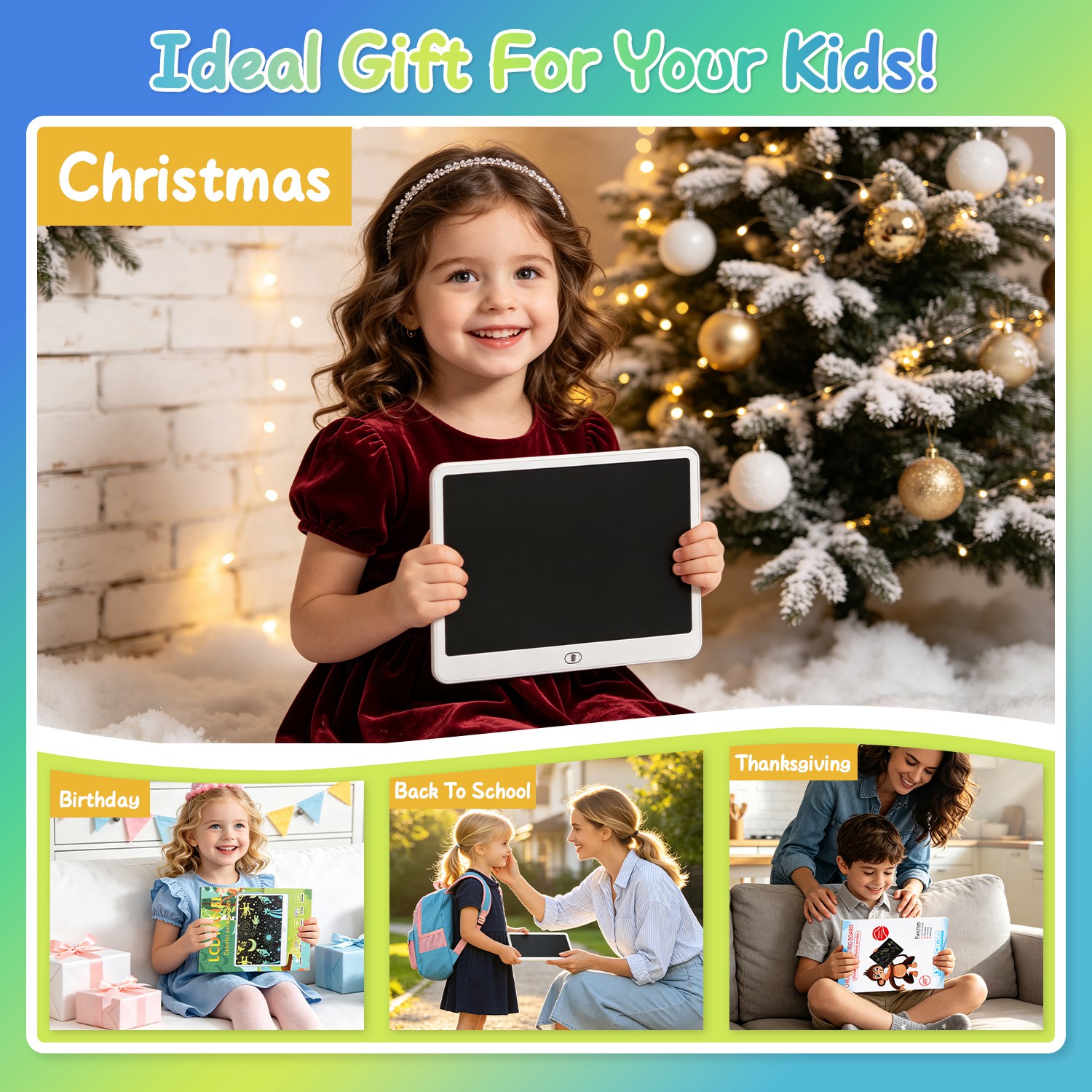 LCD Writing Tablet For Kids, Reusable Doodle Board With Stylus & Lock Function, One-Touch Erase Drawing Pad For Boys Girls Toddler Travel Learning Toys photo 6