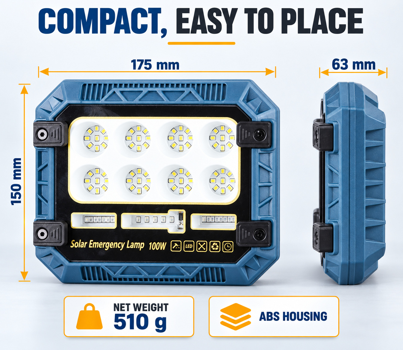 Solar Powered Rechargeable Battery Display 18650 W8112 1 3600mAh LED Flood Light 72 3 1W photo 8