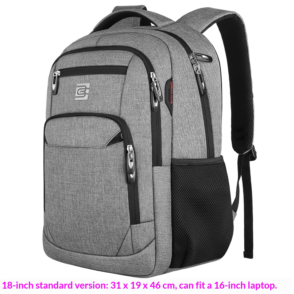 BC Men's Business Backpack Oxford Cloth Waterproof 16 Inch Large Capacity Multifunctional Computer Backpack Student Backpack Women's - Dark Grey Standard Edition16-in photo 1