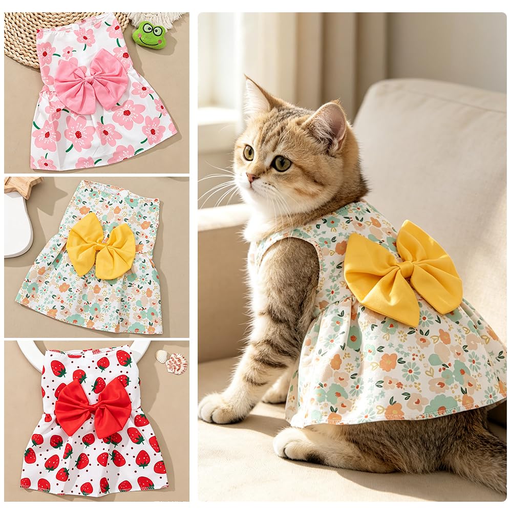 3 Pack Pet Dog Dress, Dog Dresses For Small Girl, Floral Sleeveless Summer Clothes For Small Pet Dogs Cats, Girl Dog Clothes photo 2