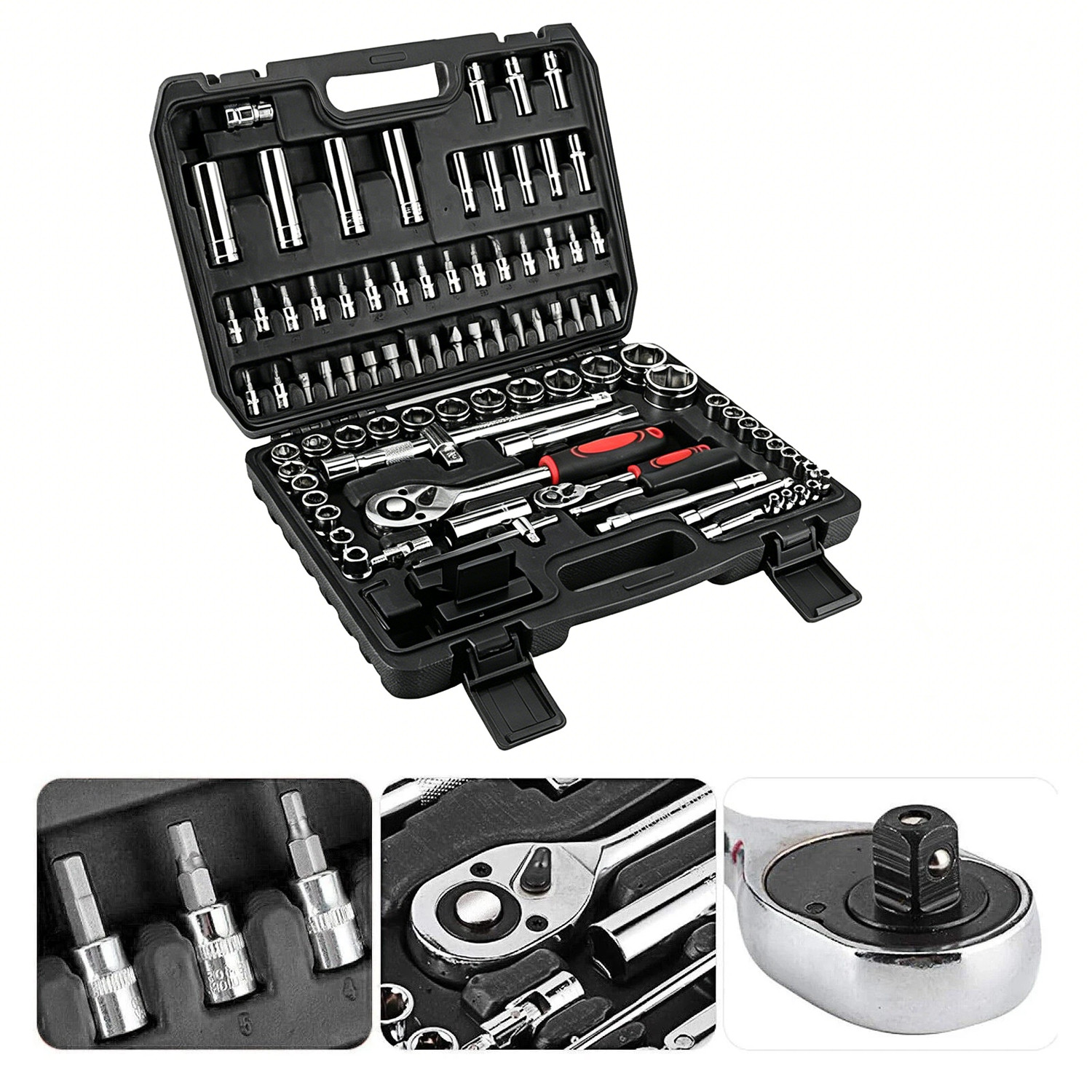 94 Piece  Drive Socket Set Screwdriver Ratchet Bits Wrench Tool Kit photo 3