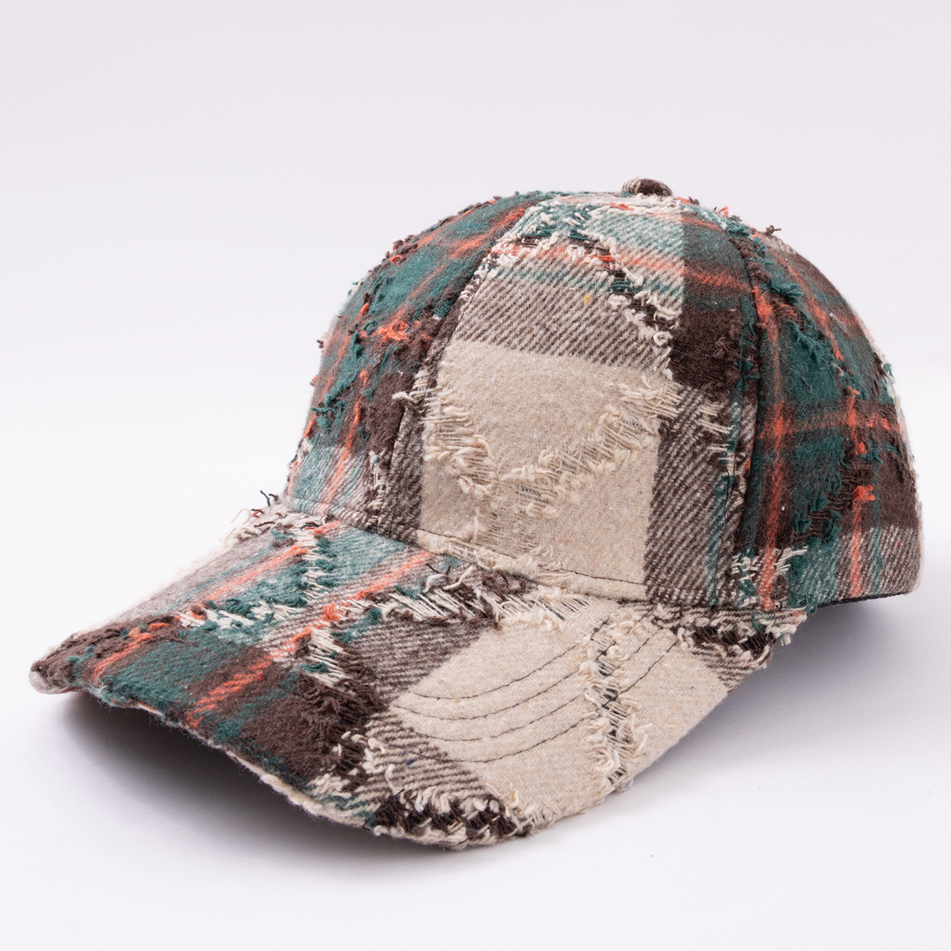 Cross-border Fashion Multi-color Patched Checkered Baseball Cap With Distressed And Brushed Finish - A Color-matched Hat For Daily Outings And Casual Wear photo 3