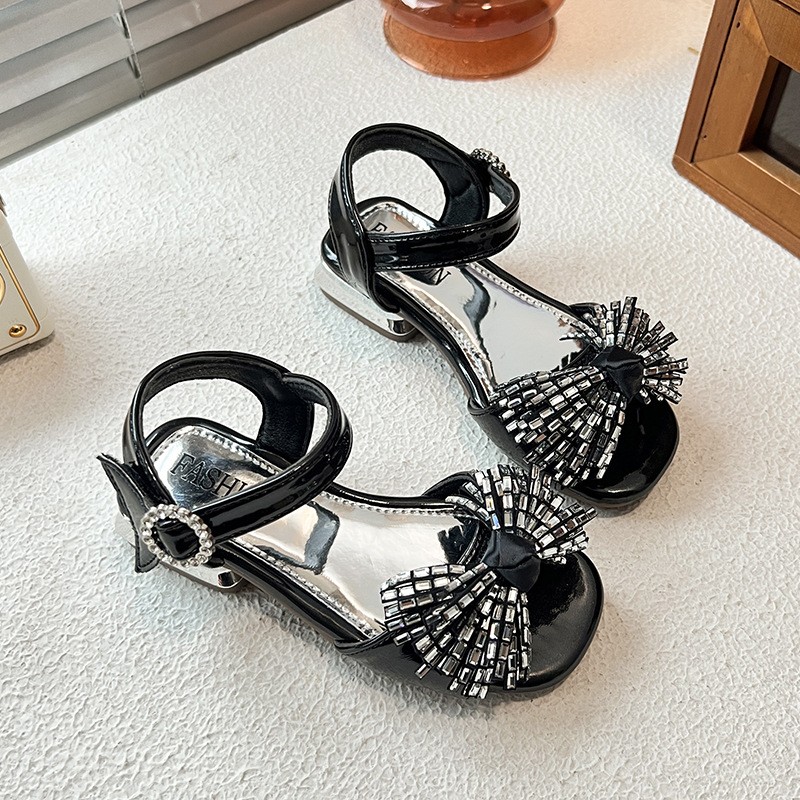2026 Spring New Girls High Heel Sandals, One Strap Buckle Thick Block Heel Elegant Dress Sandals For Little Girls photo 6