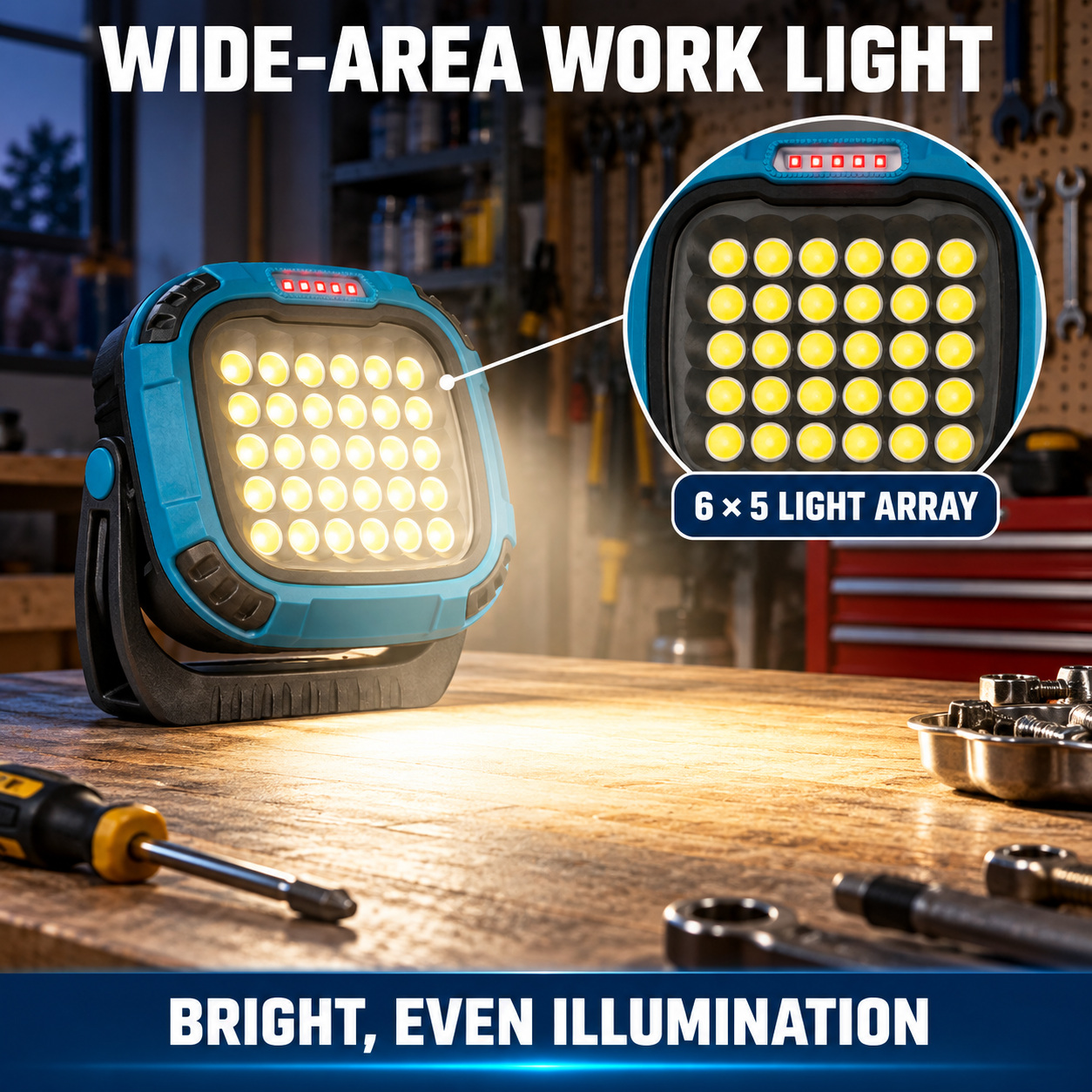 Rechargeable Magnetic Battery Display Type C LED Work Light Base Hanging W893 2 3 Hour photo 2
