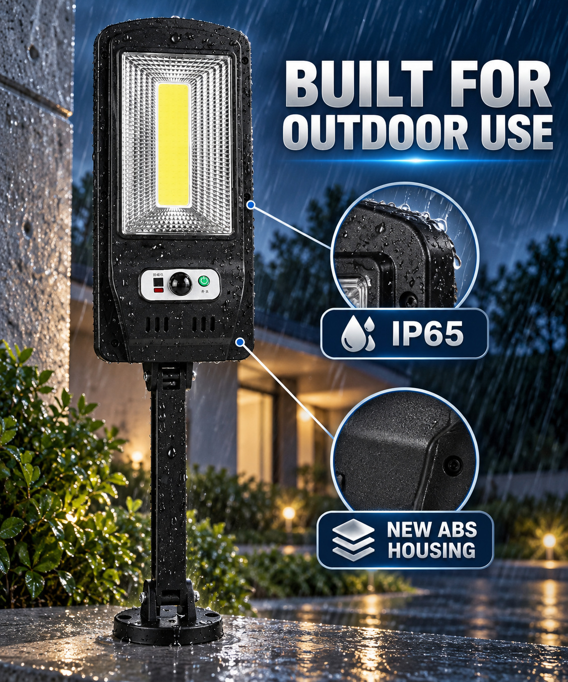 Solar Powered Rechargeable Motion Sensor Waterproof LED Work Light 10W 1500mAh For W756 1 Battery photo 3