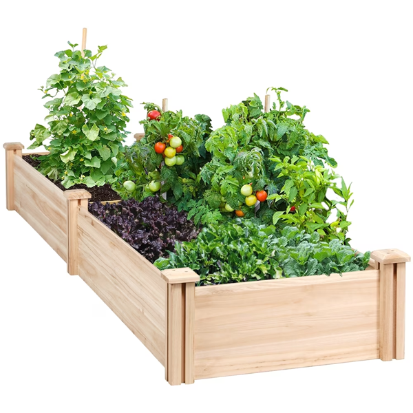 Divisible Planter Box For Home Vegetable Flower, 95inch L X 25inch W X 11inch H, Wood photo 1