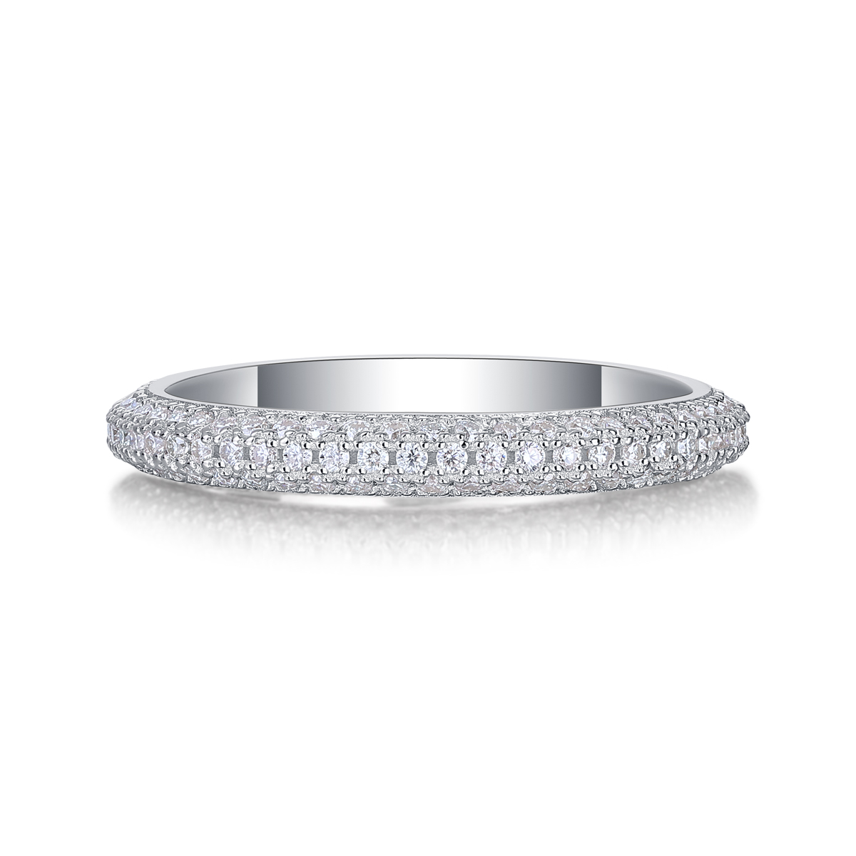 S925 Silver 2.0g Platinum Plated Moissanite Eternity Ring, 3.0mm 153pcs D VVS1 Pave Band, GRA Certified US 5-9 photo 7