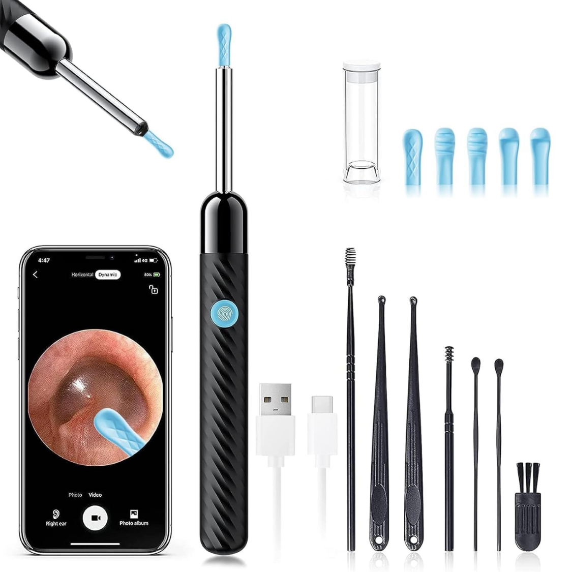 Ear Wax Removal Ear Cleaner With 1080P Camera FSA HSA Black photo 1