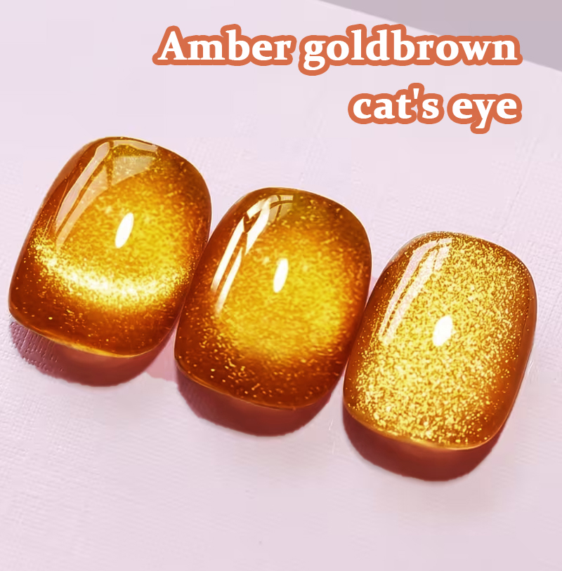 MS RAINBOW Amber Gold Brown Cat Eye Gel Polish 04, Warm Magnetic Nail Gel, 12ML Soak Off UV LED Nail Art Gel photo 2