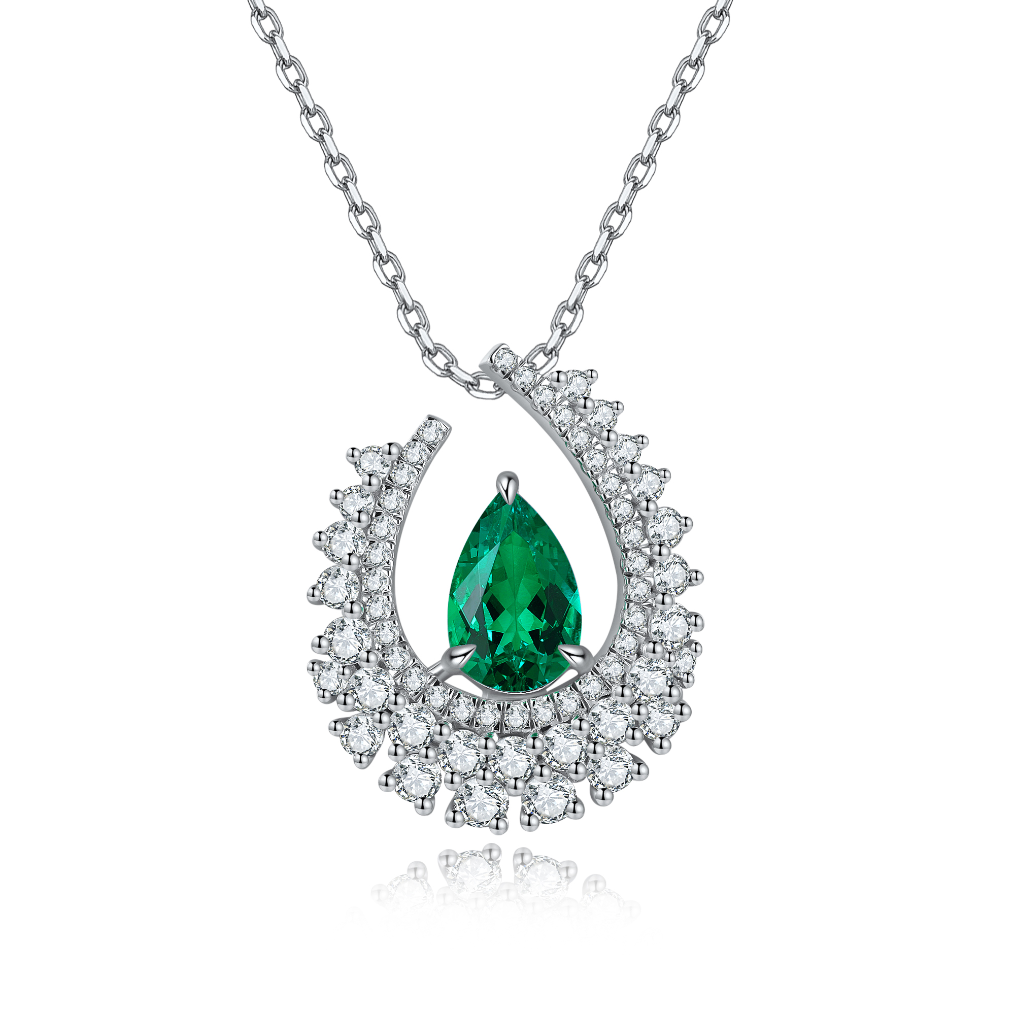 S925 Silver 4g Lab-Created Gemstone Necklace, 10.5x7mm Teardrop, 4 Colors, 40&5cm photo 8
