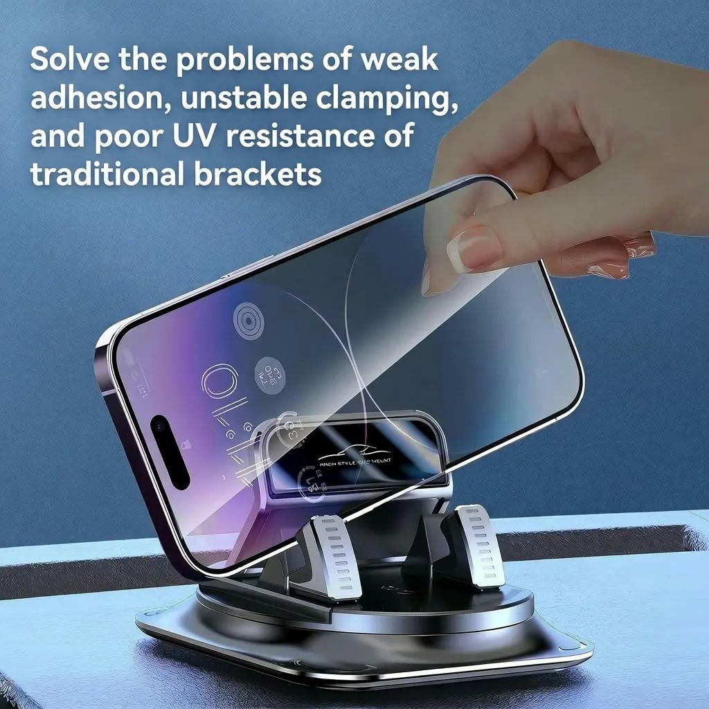 Car Phone Holder For Dashboard, Rotatable Phone Mount With Strong Suction Cup, Washable Gel Base, One-Click Lock, Non-Slip Silicone Pads, Universal Navigation Car Interior Accessory For All Phone photo 6