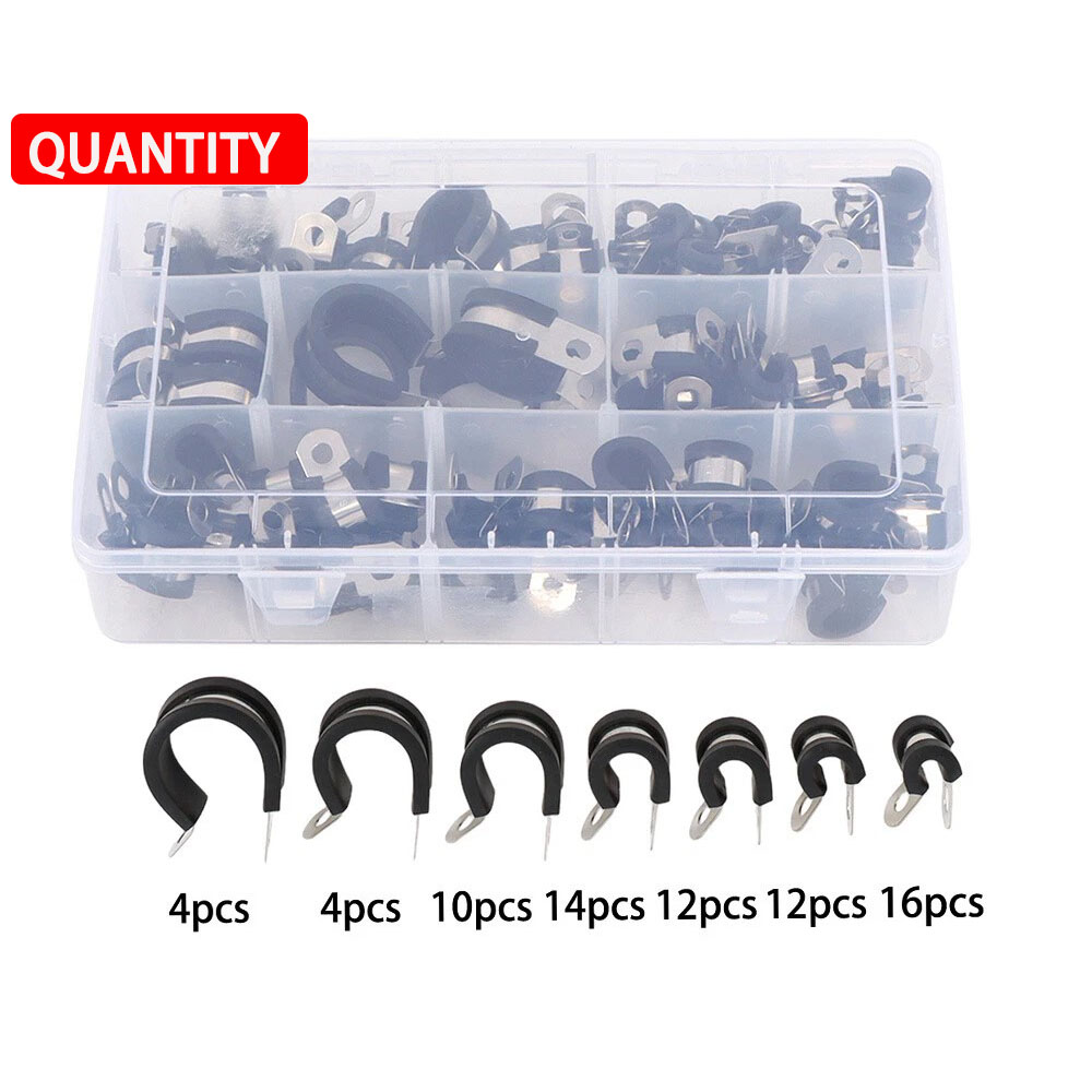 Rubber Lined P Clips Stainless Steel Cable Hose Pipe Clamps Holder Air Clip X72 photo 5