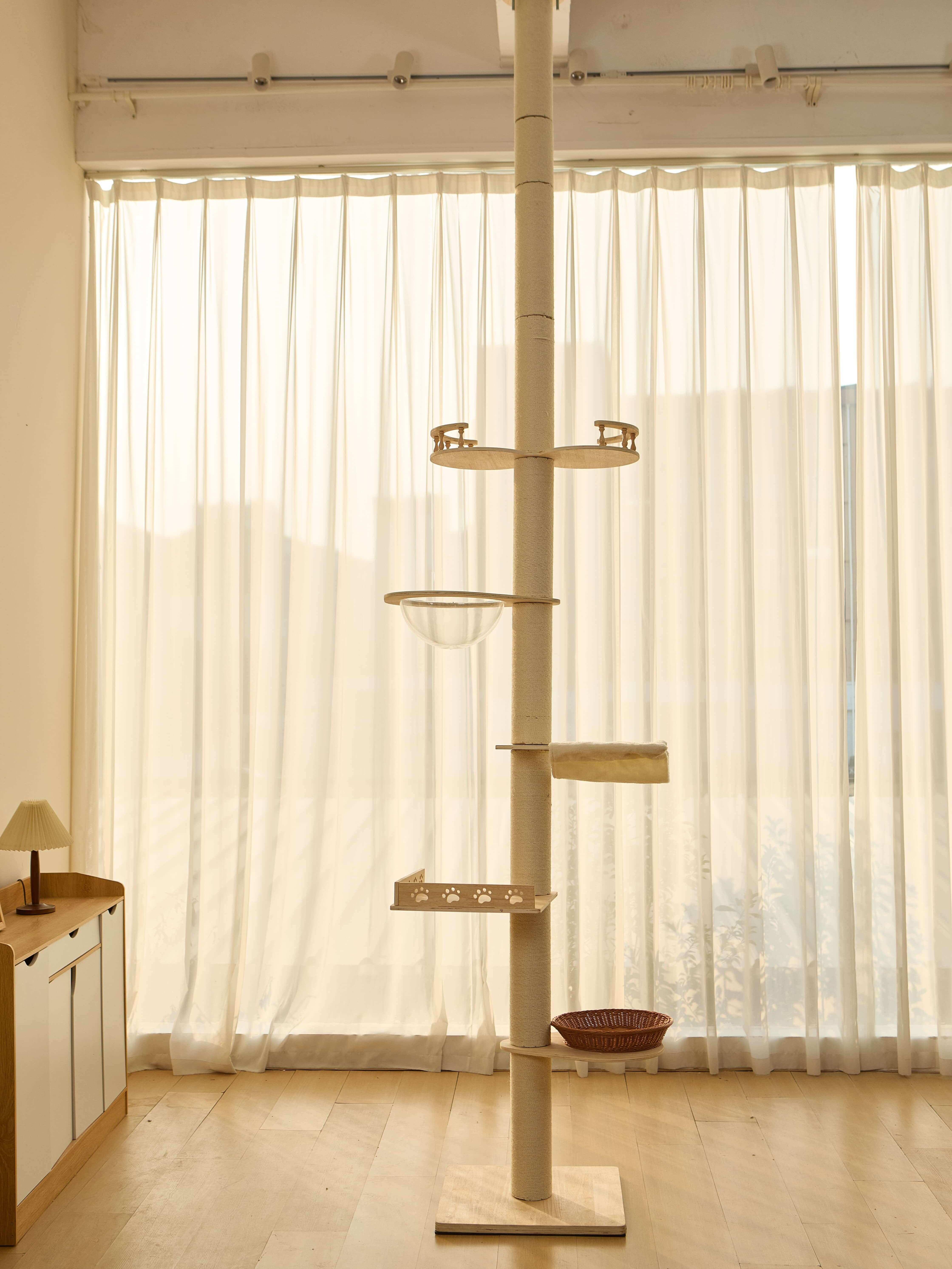 Adjustable Height Cat Tree Tower 102-118in-5-Tier Hemp Scratching Post & Activity Center With Perches photo 5