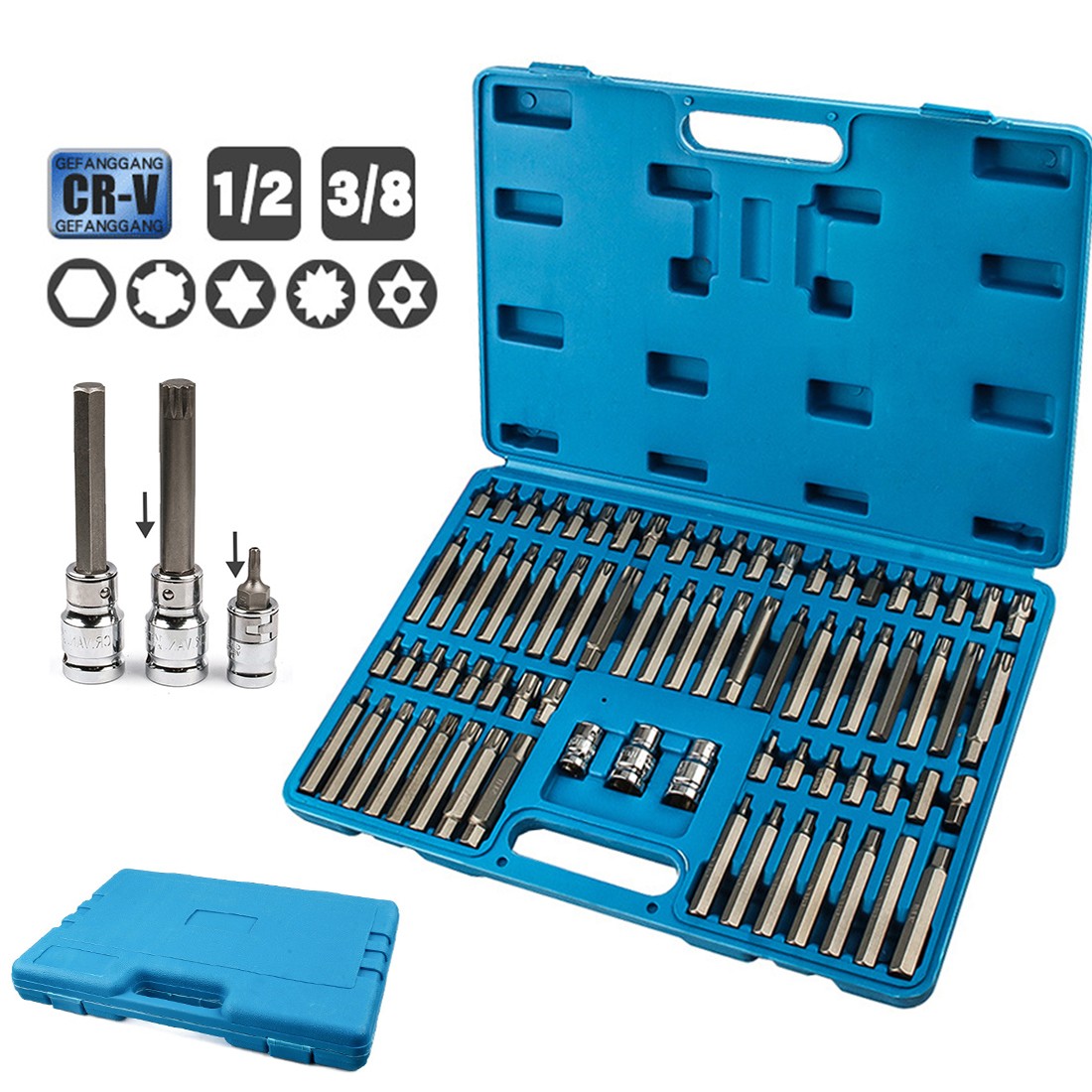 NEW 75Pcs Hex Torx Star Spline Ribe Socket BIT Set photo 8