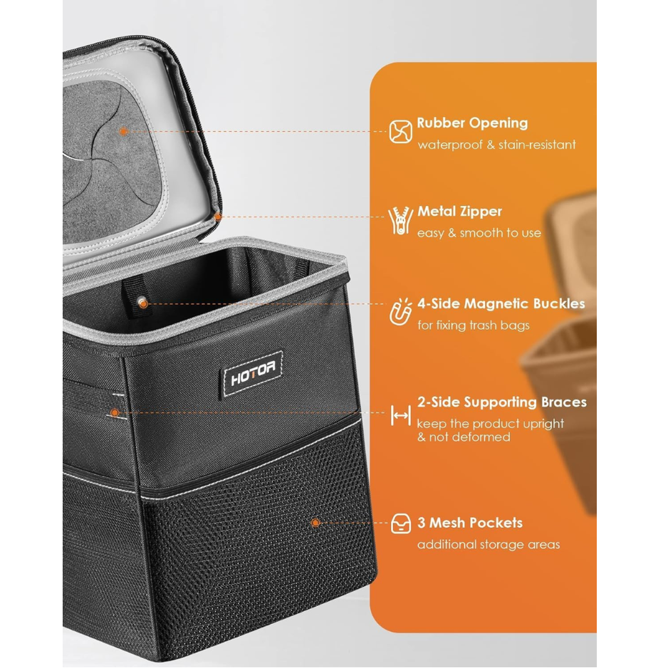 Black Car Trash Can 2 Gallon, Leakproof Hanging Waste Bin And Organizer For Vehicle Interior photo 5