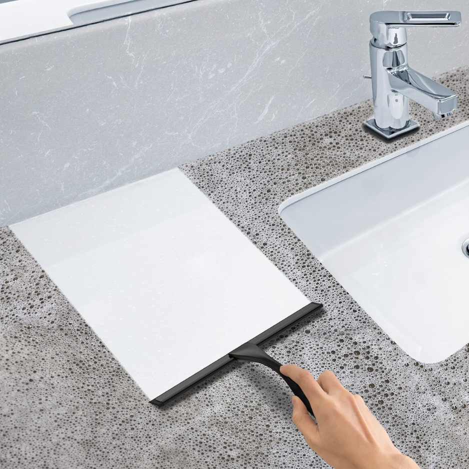 All-Purpose Stainless Steel Shower Squeegee For Shower Glass Door With 2 Adhesive Hooks photo 5