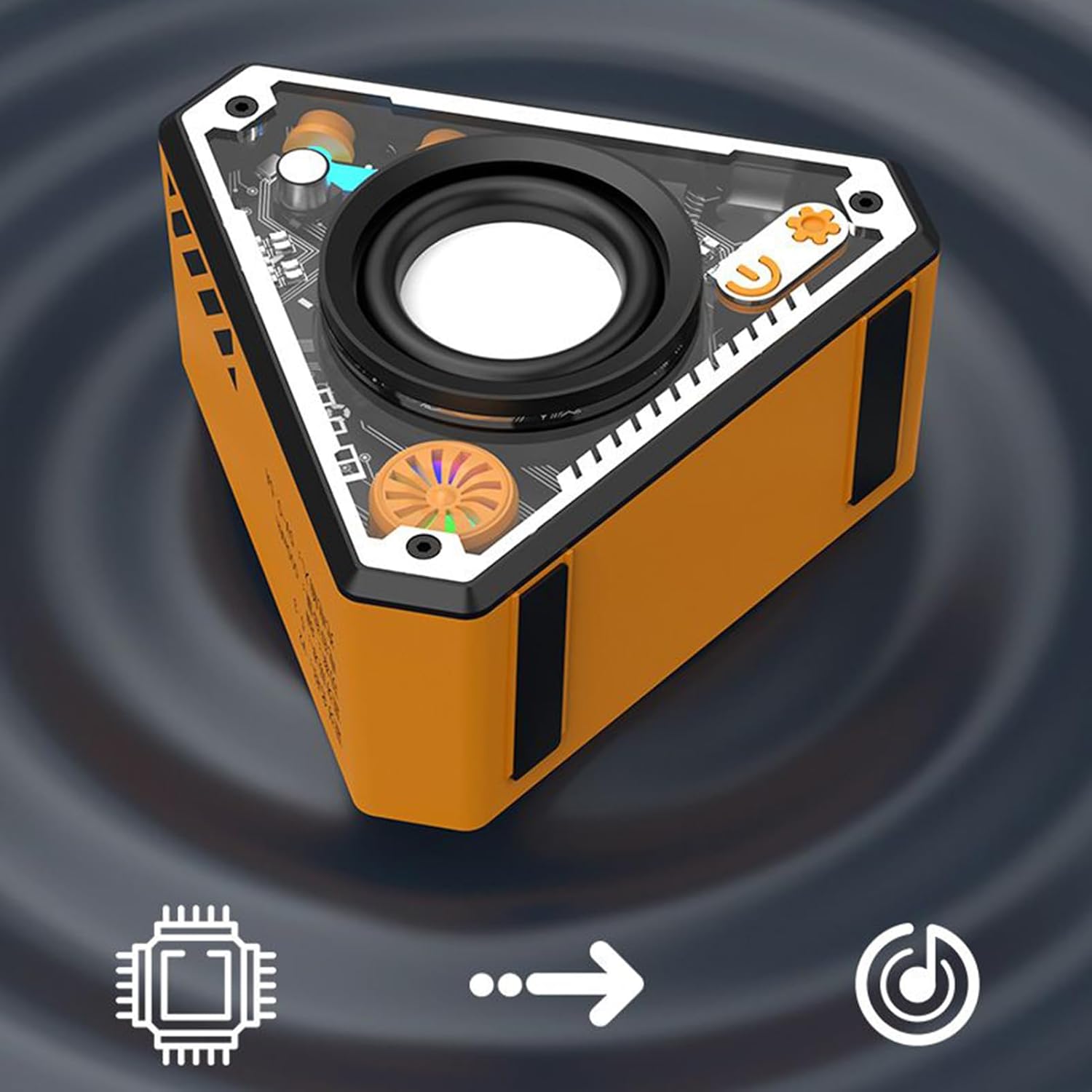 Cross-border V2 Wireless Bluetooth Audio Outdoor Portable Mecha Subwoofer Dual-machine Interconnected Mini Desktop Small Speaker-orange photo 3