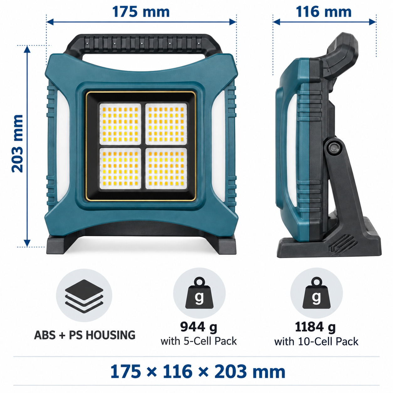 Rechargeable Type C Batteryversion 18650 W8144 4 Wholesale Supply Red Blue Warning LED Flood Light photo 2