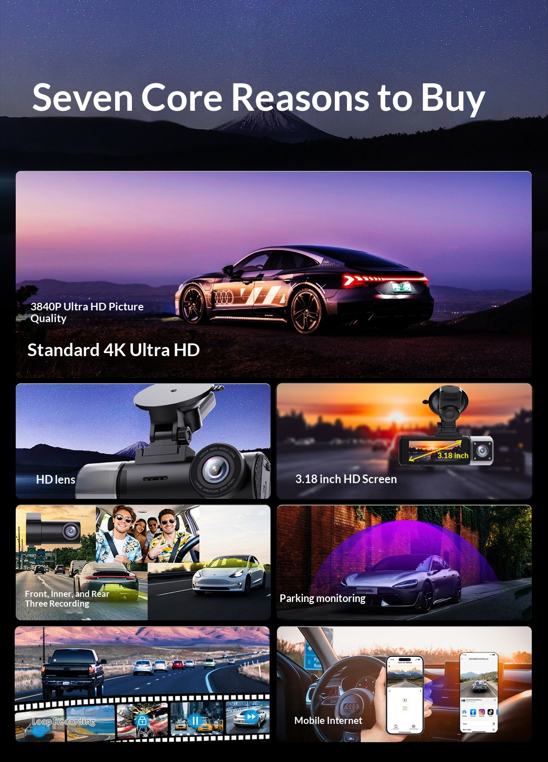 High-definition 3-in-1 4K Dash Camera With Rear And Front Recording Capabilities photo 5