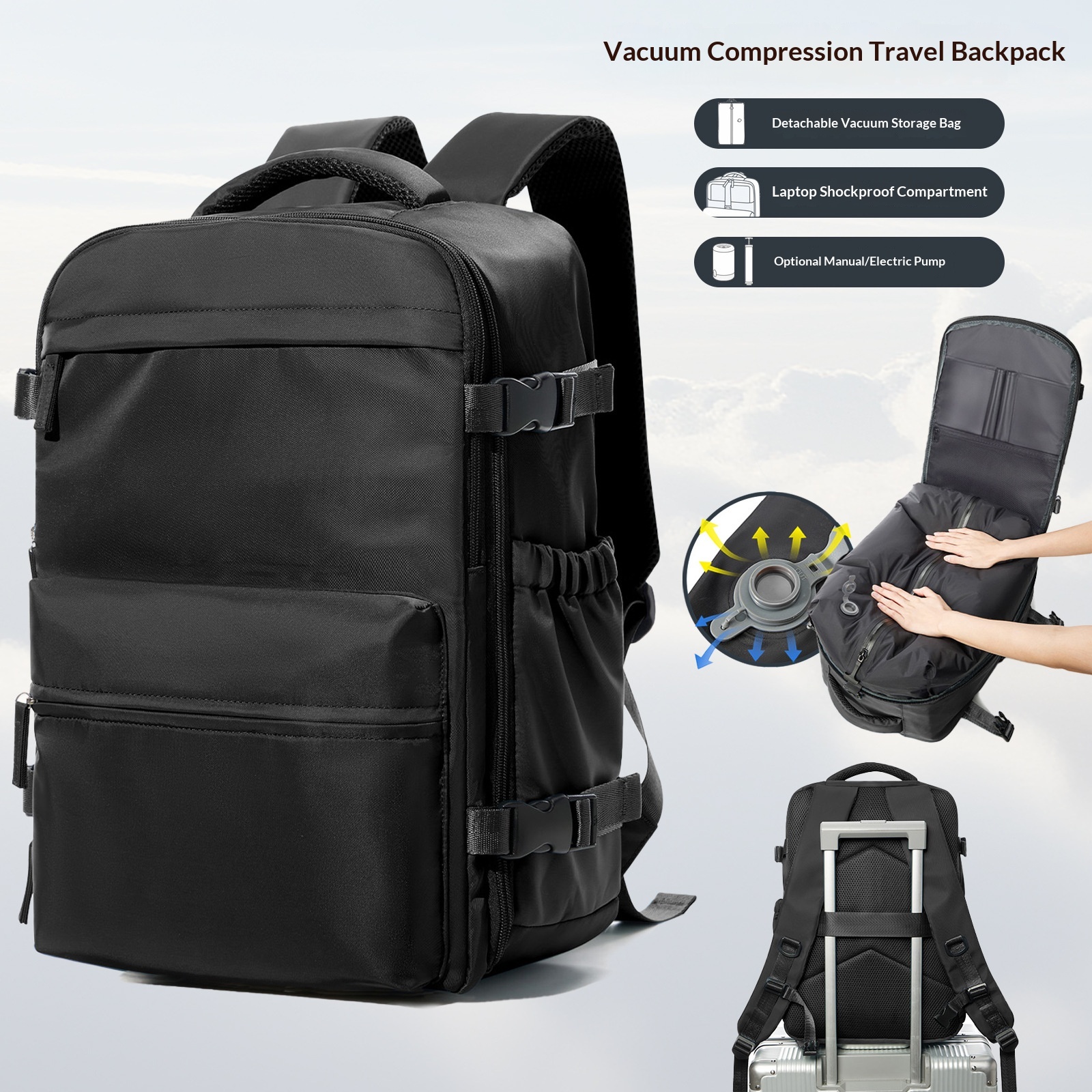 Vacuum Compression Backpack, Budget Airline Boarding Travel Bag, Large Capacity Business Computer Bag, Lightweight photo 4