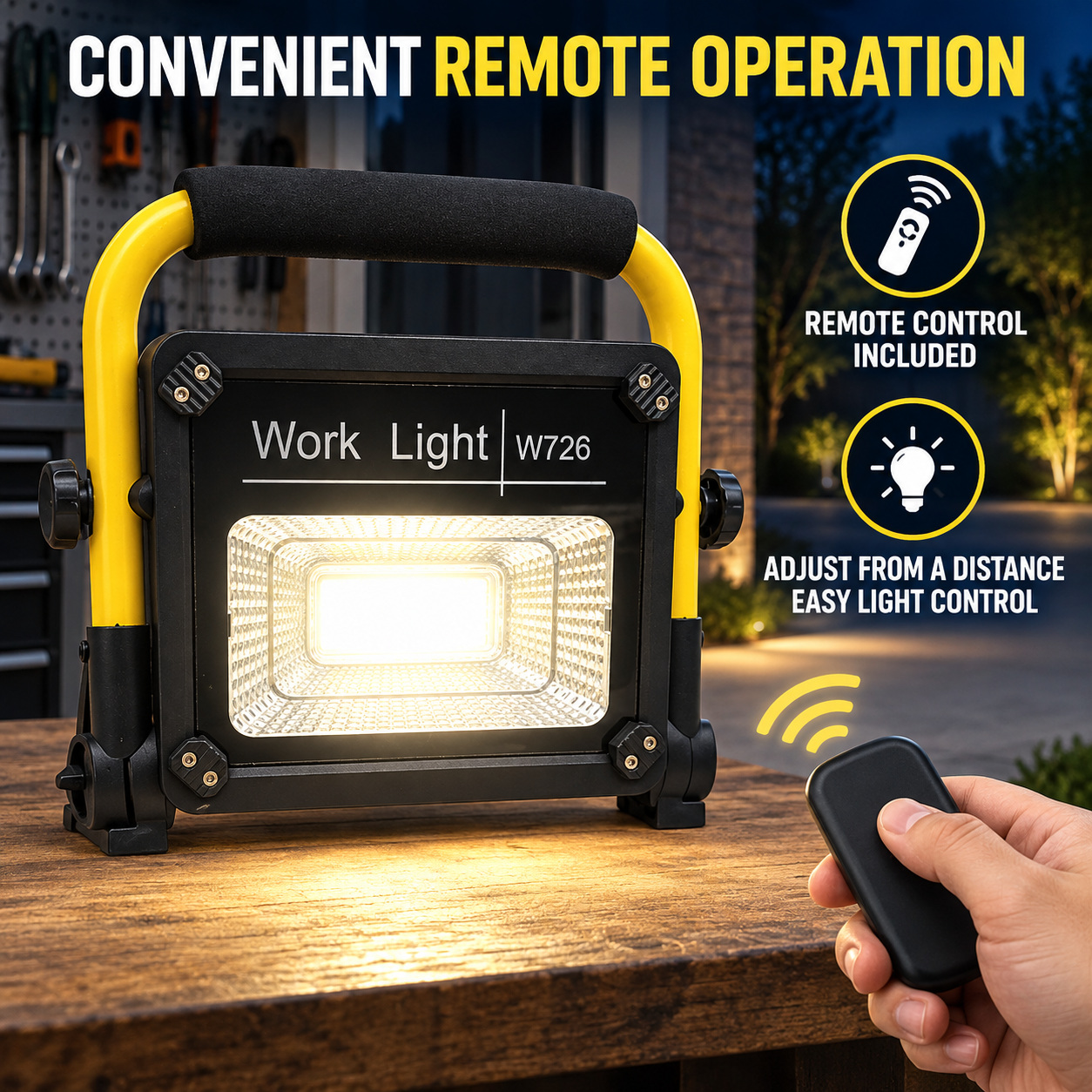 Solar Powered Rechargeable LED Work Light 50W 5000mAh For W726 Street Remote Control Outdoor Road photo 2
