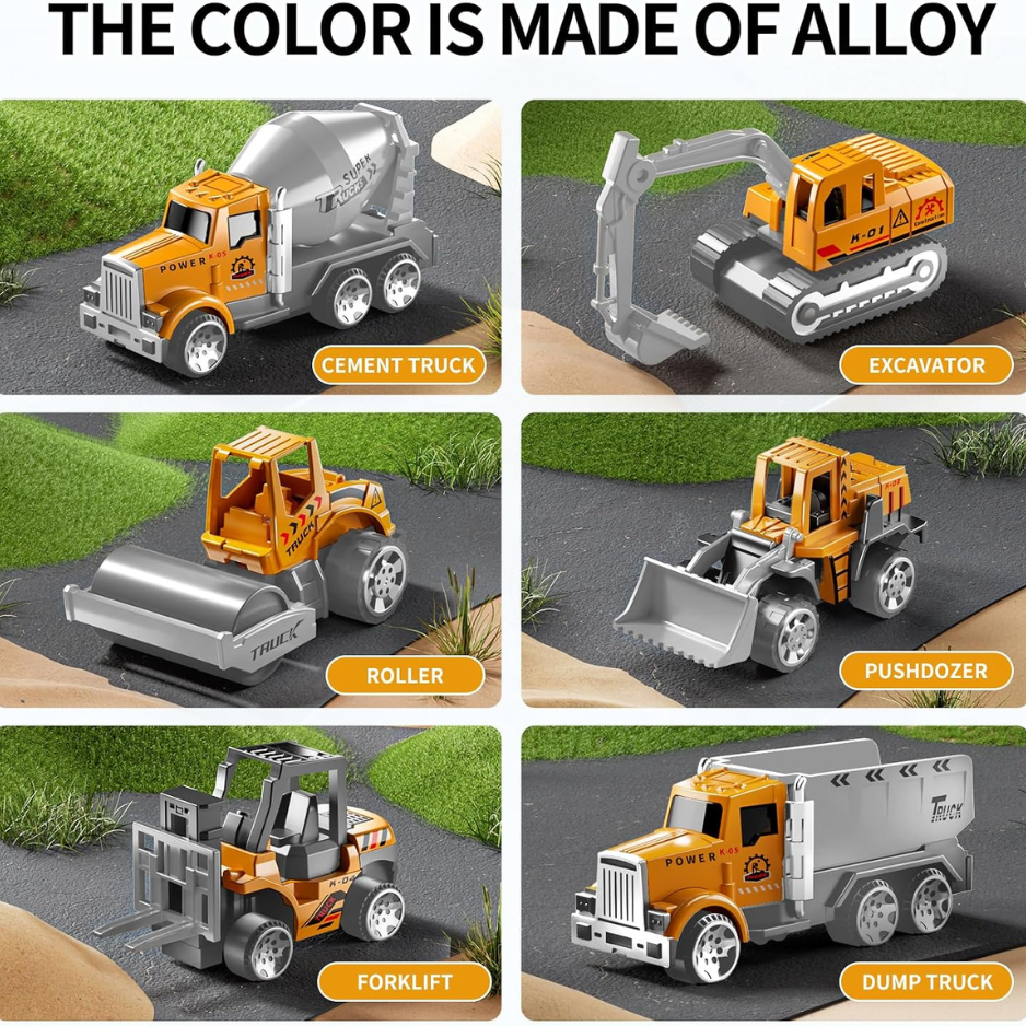 Construction Truck Toy Set For Kids, Die-Cast Toy Vehicles With Play Mat & Transport Carrier Truck, Pretend Play Toys For Boys Ages 3-8 photo 2