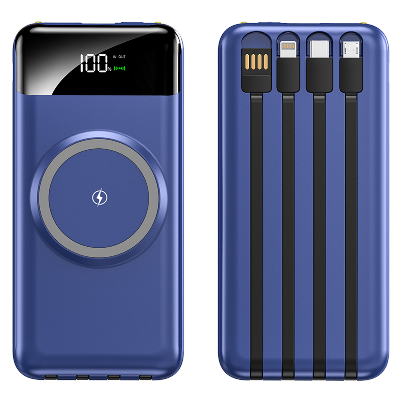 KP-711 Best-selling 10,000mAh Power Bank With Digital Battery Display Wireless Charging And 4 Built-in Cables In Stock photo 6