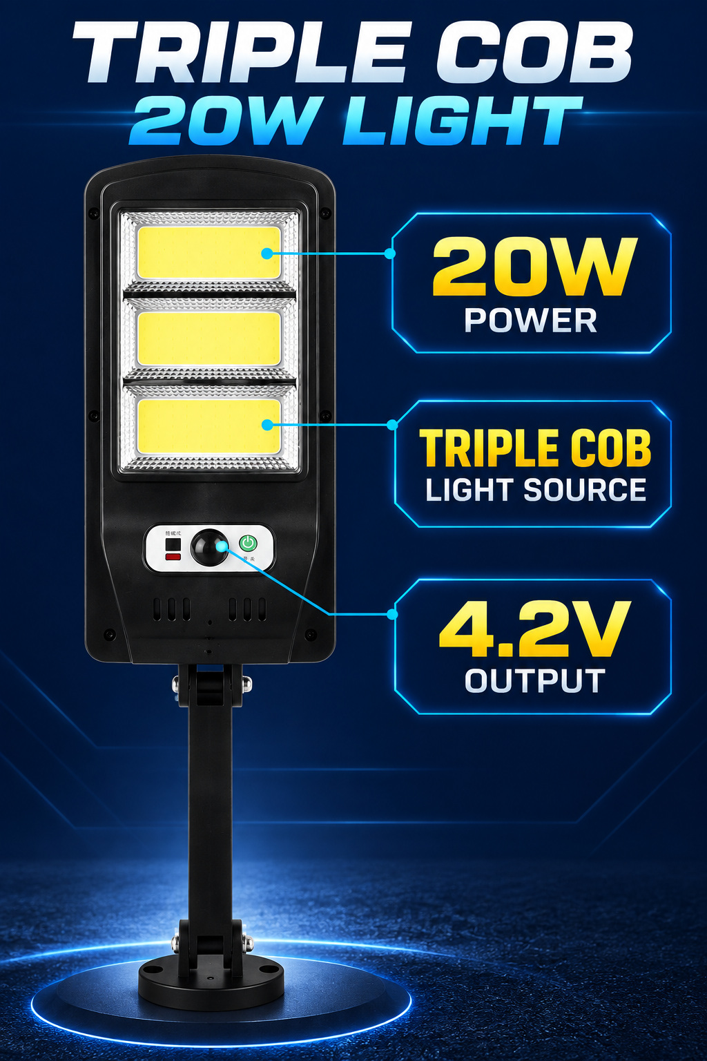 Solar Powered Rechargeable Motion Sensor Waterproof LED Work Light 20W 1500mAh For W756 3 Street photo 8