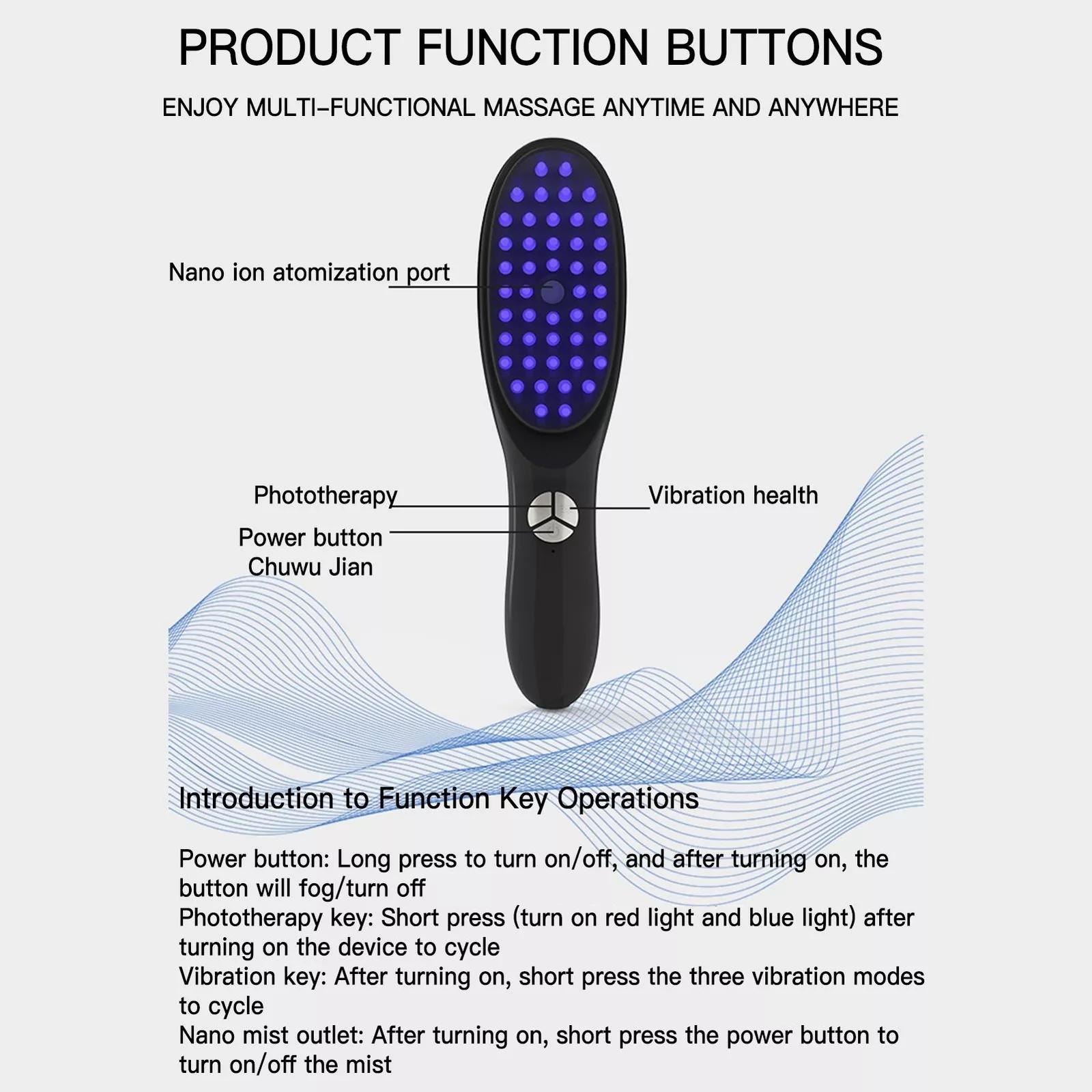 Electric Vibration Hair Growth Comb Massager Red Light Therapy Massage Brush photo 5