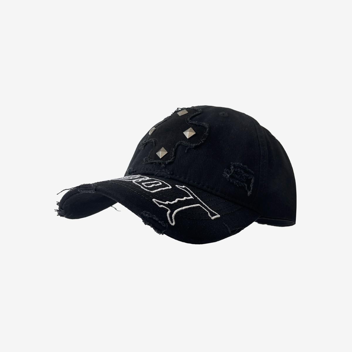 Vintage Distressed Water-washed Letter Baseball Cap With Korean-style Vintage Rivets And Curved Brim Fedora Hat With Soft Top, Trendy And Versatile Casual Hat photo 3