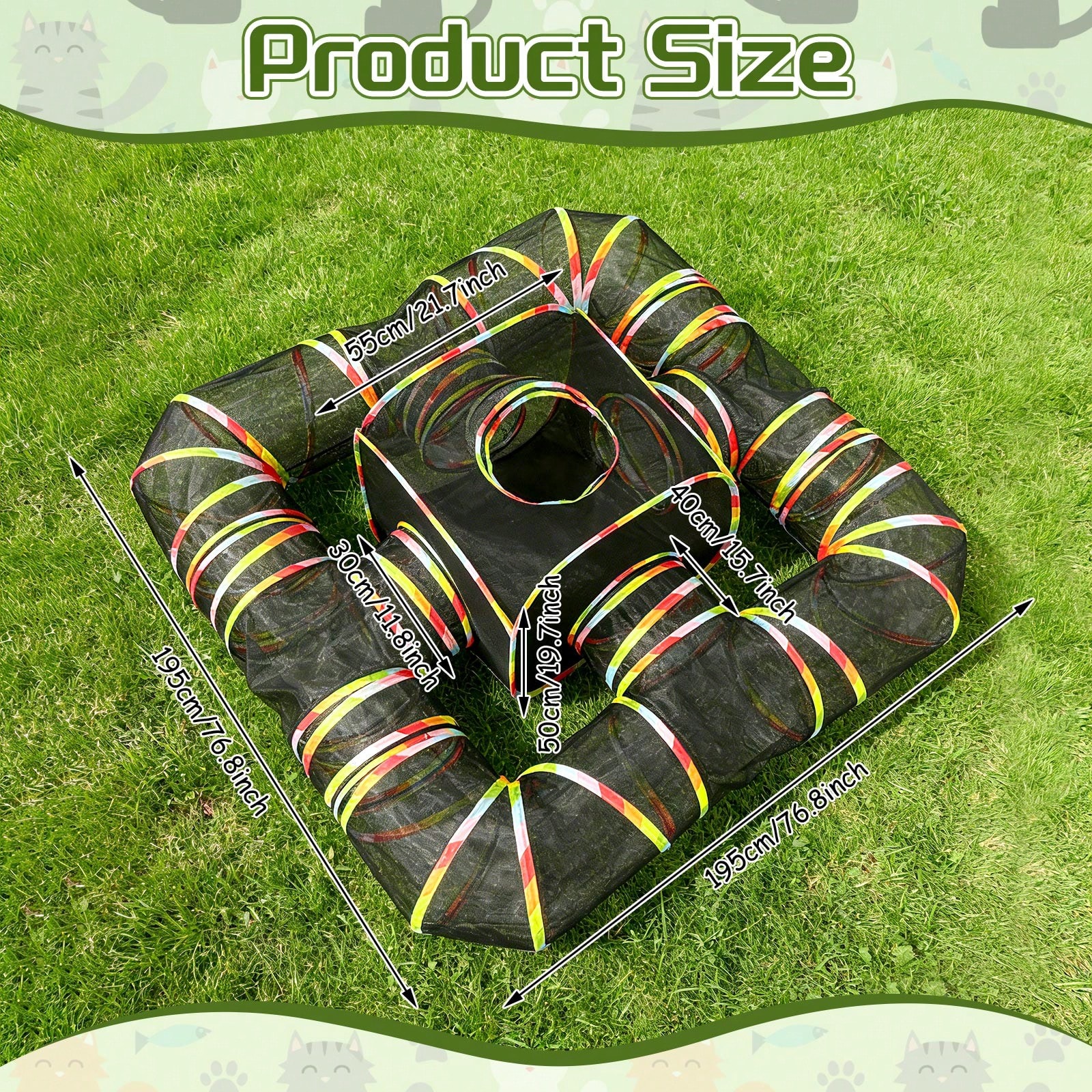 Outdoor Rainbow Cat Enclosure, 5 In 1 Portable Cat Tents For Outside Cage Free Outside Pet Enclosure Cat Tunnel Outdoor Playground For Indoor Cats And Small Animals photo 3