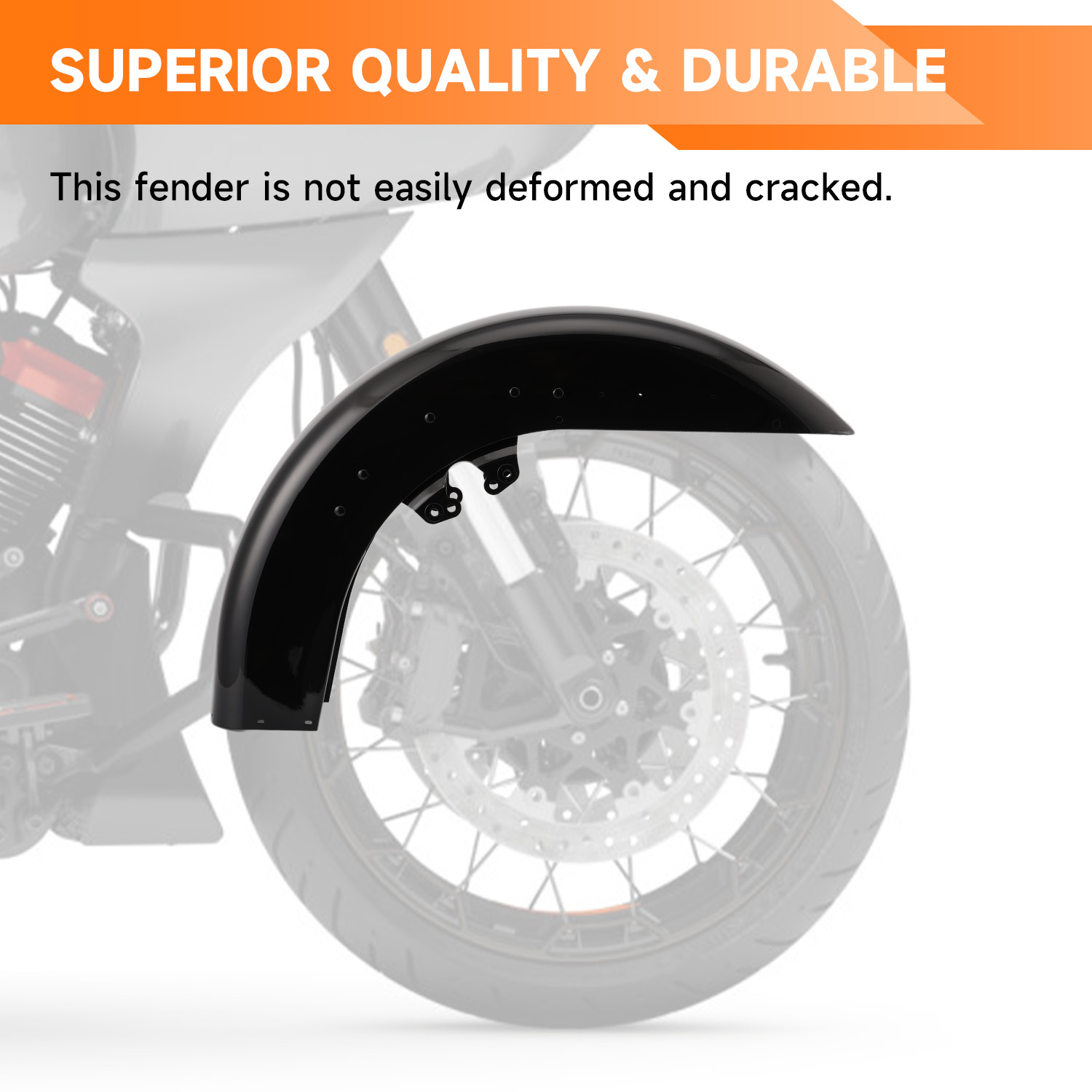Vivid Black Front Fender Fit For Harley Touring From 2014 photo 5