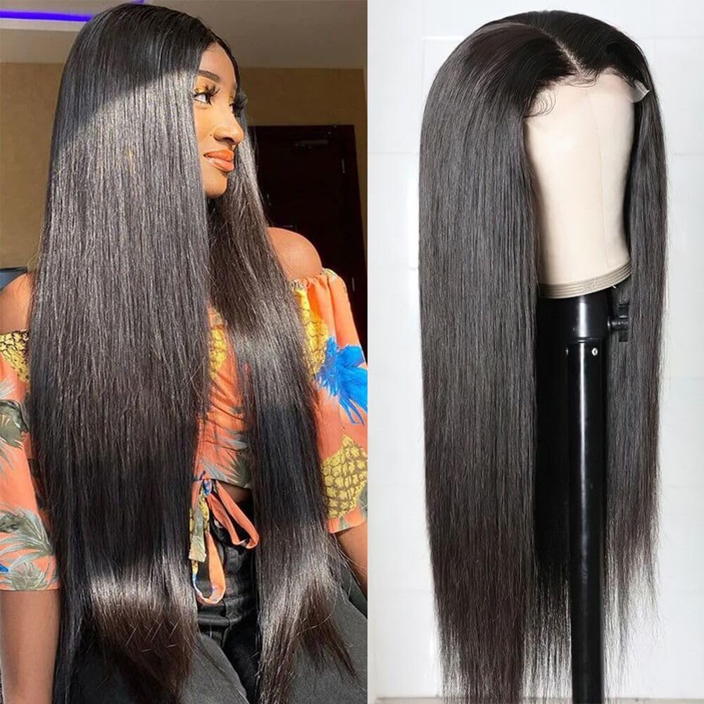 5x5 Lace Straight Human Hair Wig, Natural Color, Density photo 5
