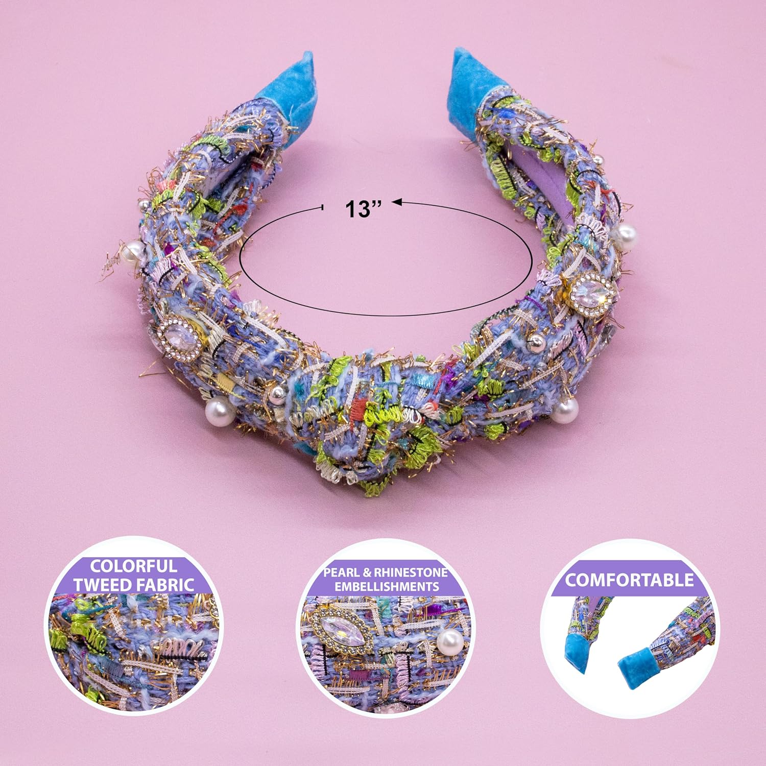 Knotted Headband For Girls Toddler Kids Rainbow Beaded Unicorn Hair Accessory For Halloween Christmas Stocking Stuffers And Easter Basket Gifts photo 6