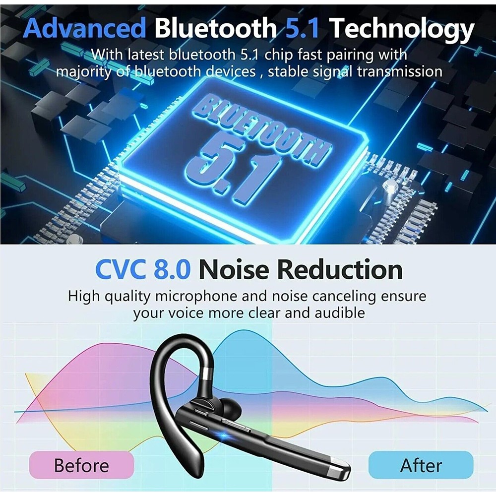 Bluetooth Wireless Headphones Business Trucker Handsfree Earpiece Headset Mic AU photo 8