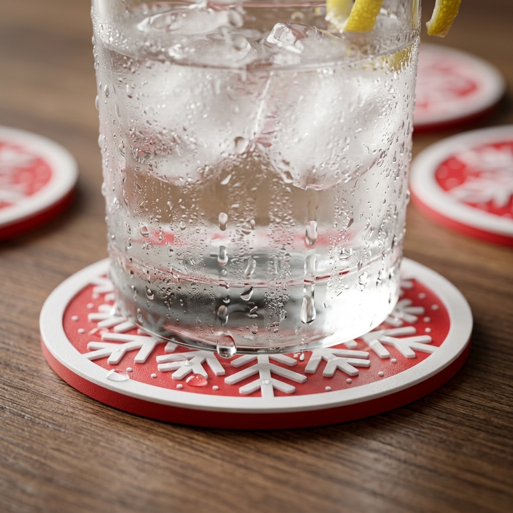 3D Printed Christmas Snowflake Coaster Set With Storage Holder, Holiday Drink Coasters For Home Table Decor photo 3