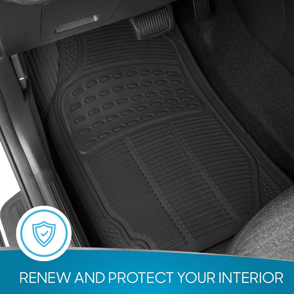 BLACK Floor Mats For Cars Trucks SUV, 4-Piece All-Weather Car Mats With Universal Fit Design, Durable Car Floor Mat With Capture Ridges, Waterproof Rubber Floor Mat For Cars photo 5