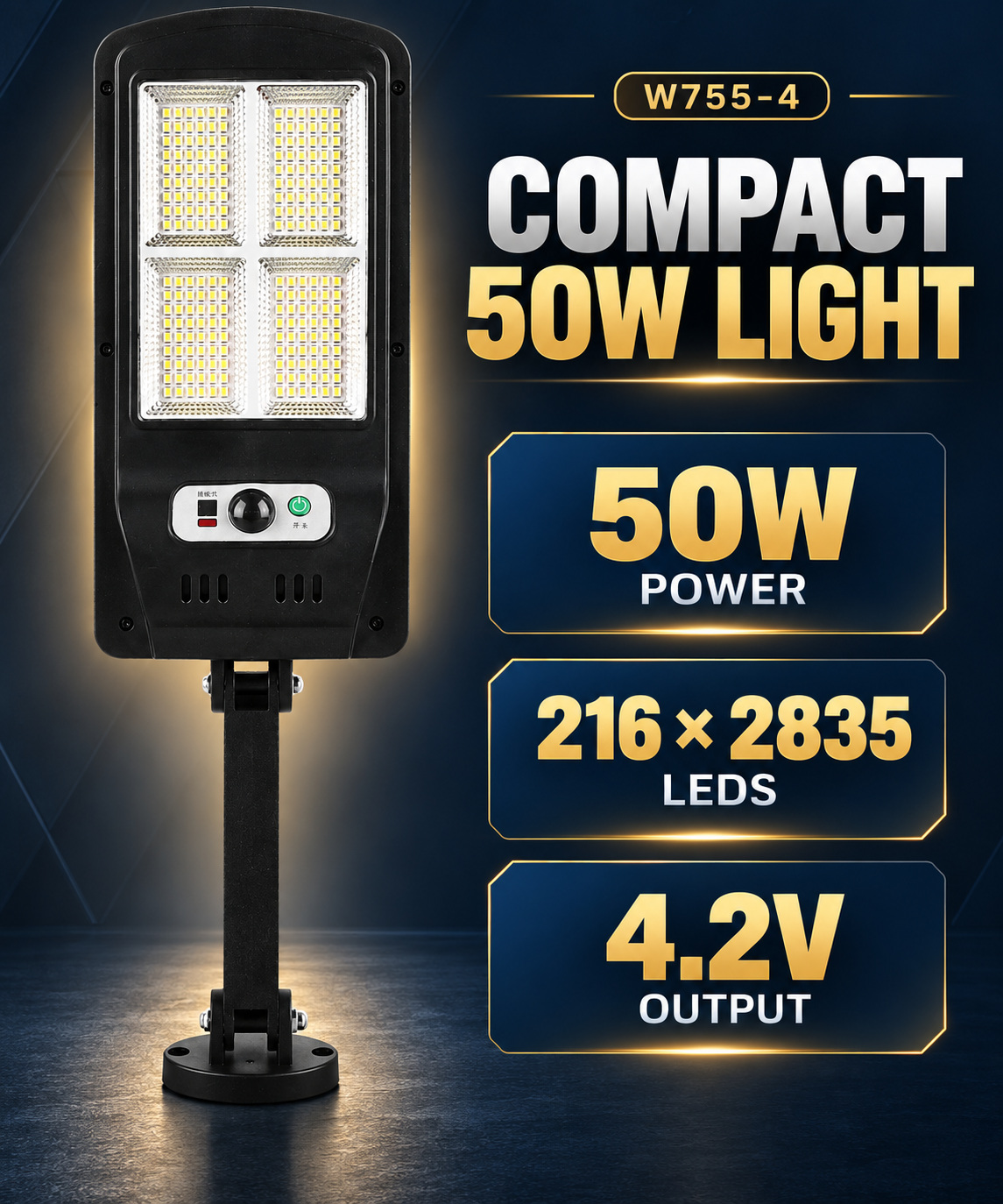 Solar Powered Rechargeable Motion Sensor Waterproof LED Work Light 50W 1500mAh For W755 4 Battery photo 5