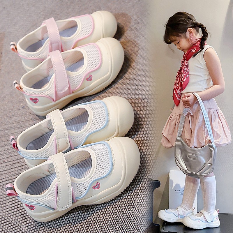 2026 Spring & Summer New Girls Single Mesh Breathable Sandals, Korean Style Toddler Canvas Shoes Versatile Casual Sneakers photo 3