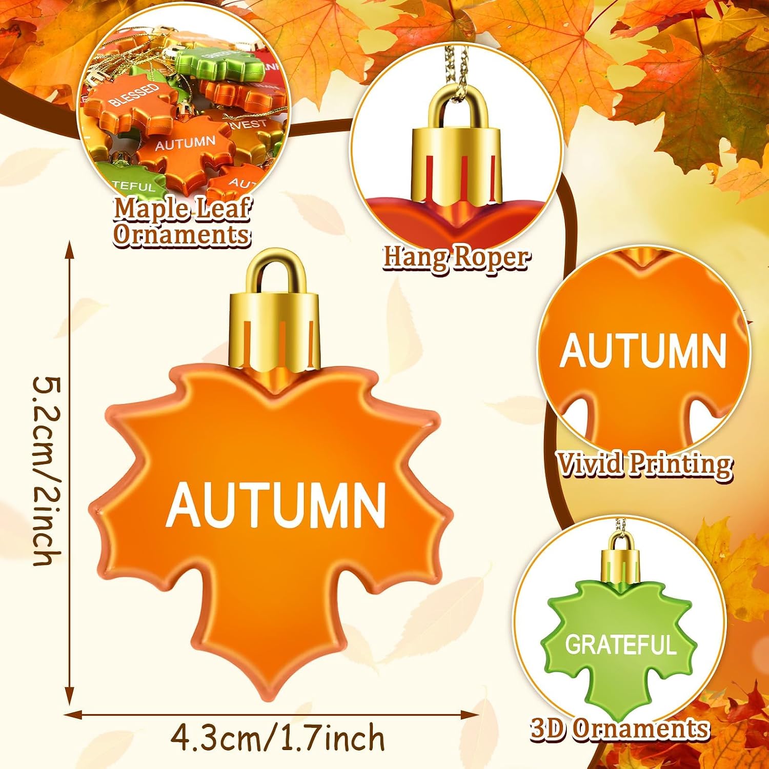 Fall Tree Ornaments 24 Units, Maple Leaf Thanksgiving Decorations For Autumn Tree, Home, Table, Party And Seasonal Decor photo 5