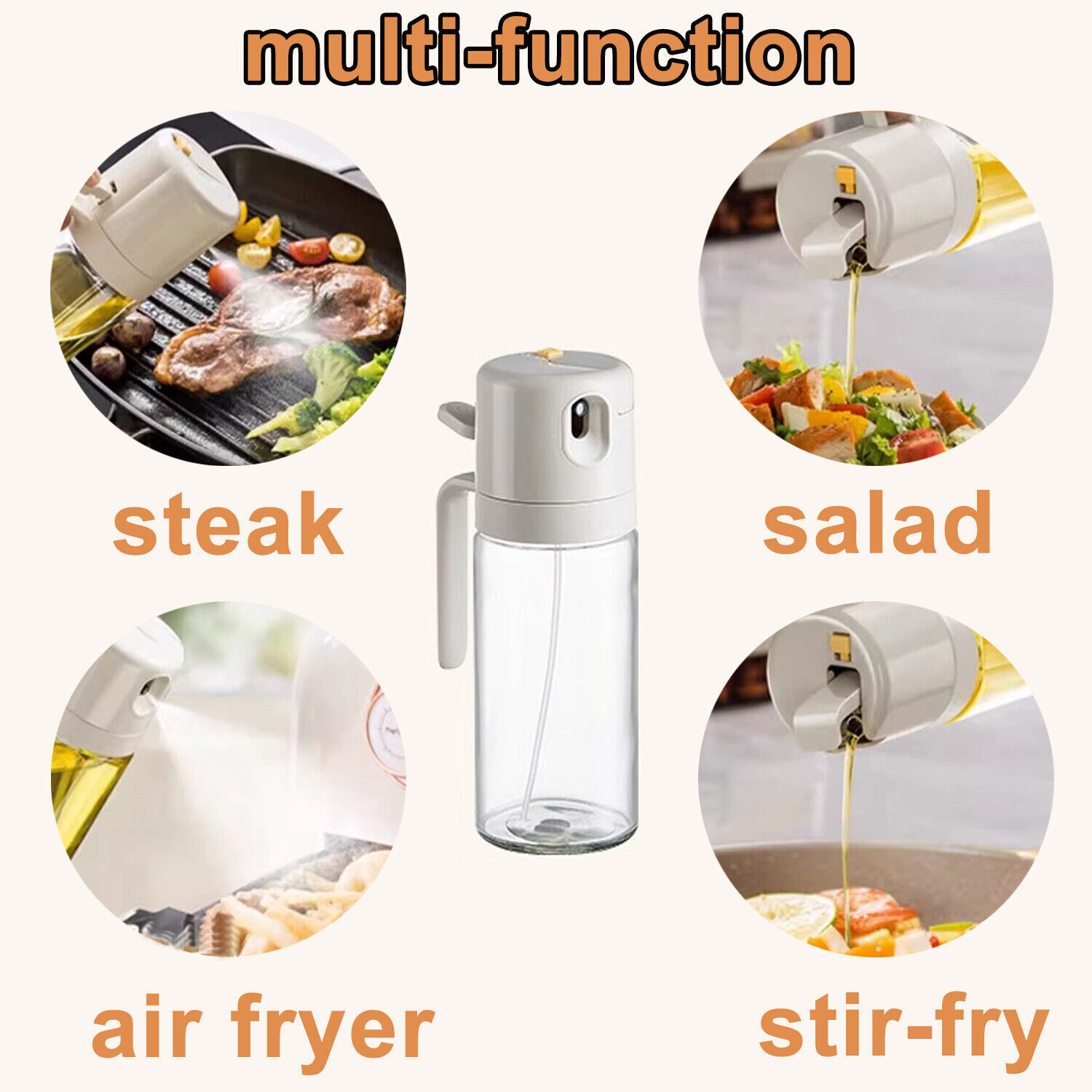 2 In 1 Oil Sprayer Dispenser Spray Bottle Cooking Baking BBQ Kitchen Tools 550ML photo 3