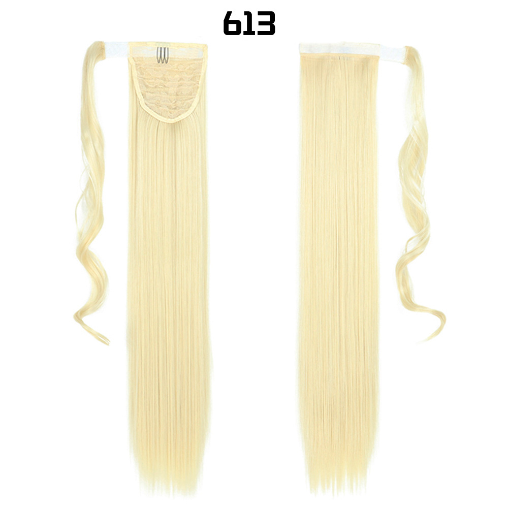 European And American Long Straight Hair Velcro Ponytail photo 3