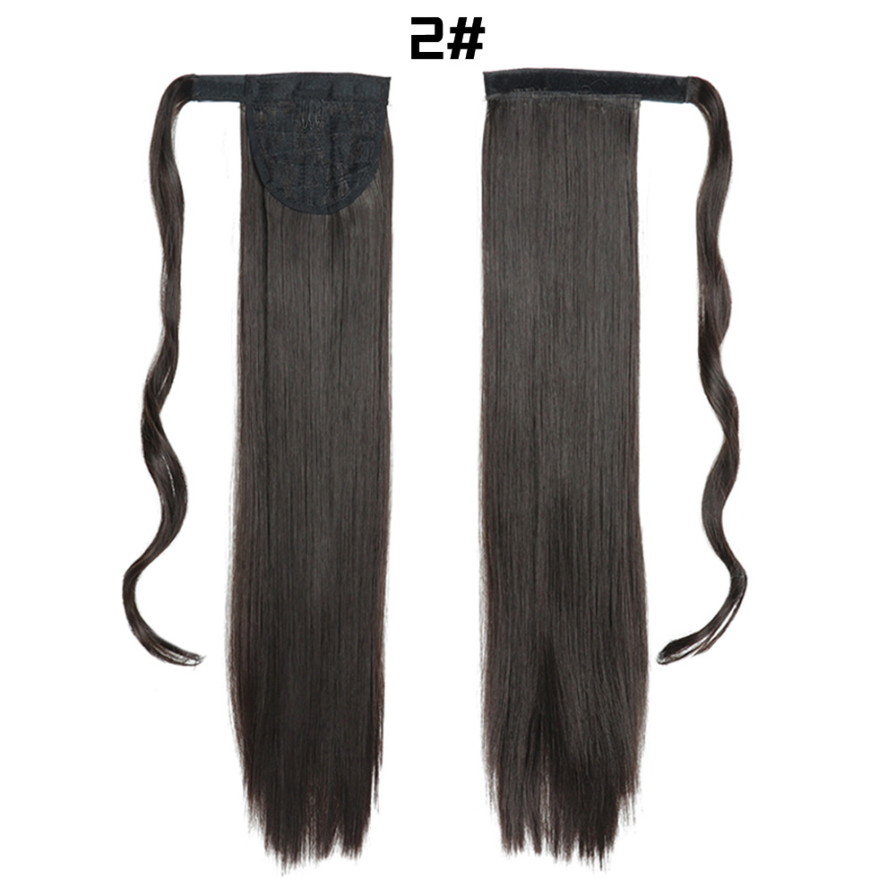 European And American Long Straight Hair Velcro Ponytail photo 6