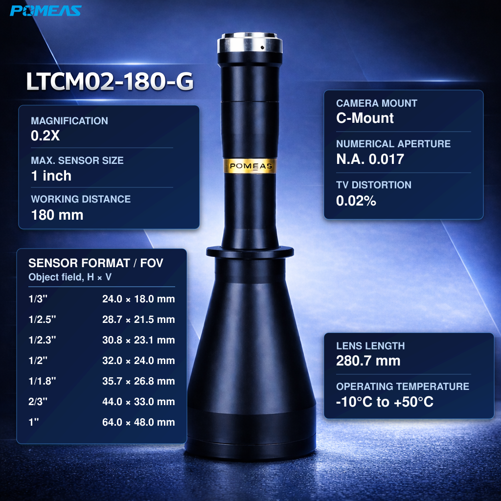 0.2X High-Resolution C-Mount Telecentric Lens For Large-Field Precision Measurement, 180 Mm WD photo 1