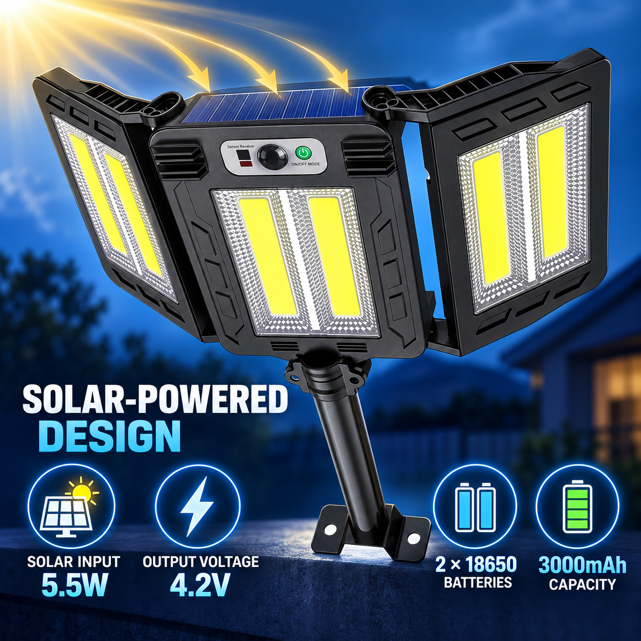 Solar Powered Rechargeable Motion Sensor COB LED Work Light 3000mAh For Auto W786 2 5 photo 8
