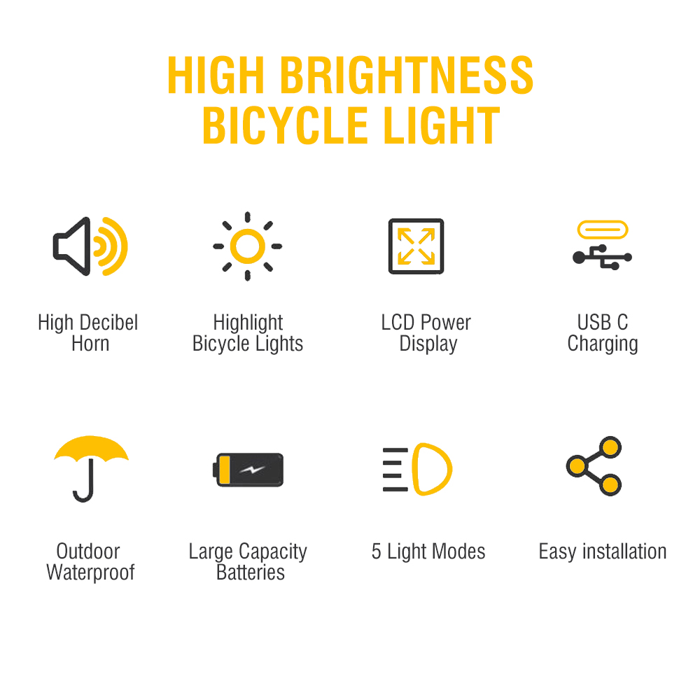 12 LED Bike Light With Horn Rechargeable Bicycle Front Light  Bicycle Head Lights Cycling Bike Safety Lamp For Night Riding photo 7