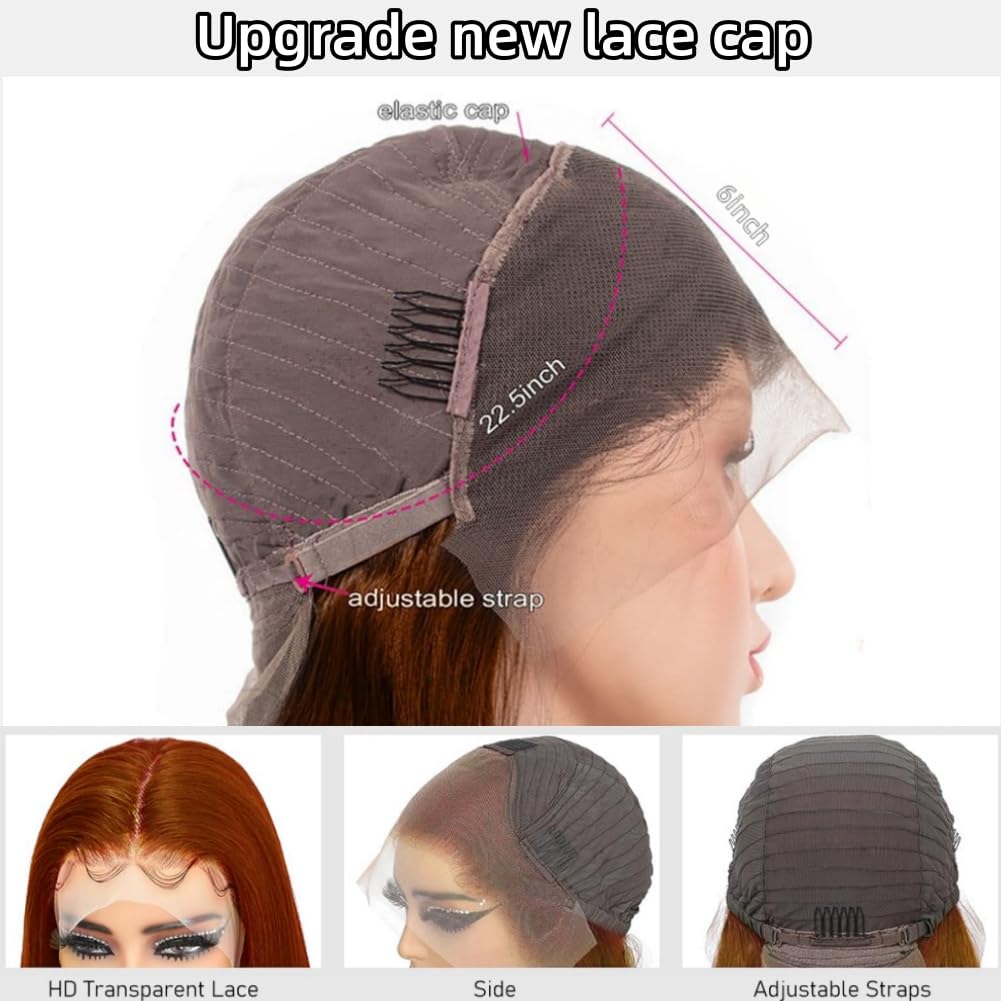 Reddish-brown 10-inch Straight 13x6 Lace Front Human Hair Wig, Density. photo 4