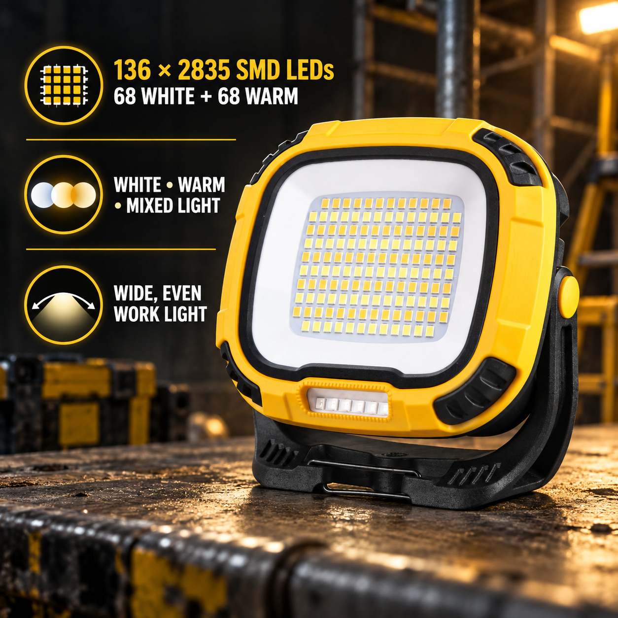Rechargeable Magnetic Battery Display Type C LED Work Light Base Hanging W892 1 Hook Flood photo 8