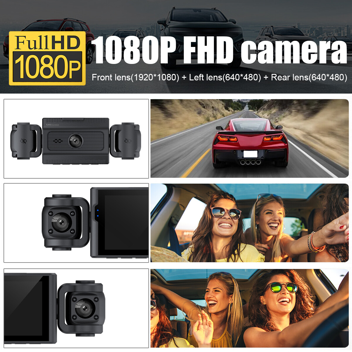 3 Channel Dash Cam 360-degree Dash Camera HD 4K 1080P 3 Lens Driving Recorder 32G Card photo 8
